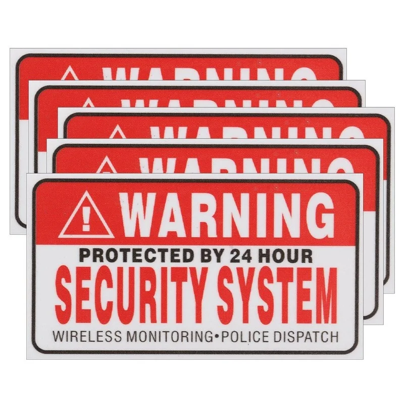 

9x5cm 6 Pcs/Set Warning Protected By 24 Hour Security System Stickers Saftey Alarm Signs Decal Warning Mark Business Waterproof