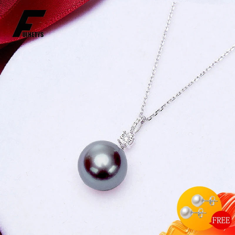 Trendy 925 Silver Jewelry Necklace Round Pearl Zircon Gemstone Pendant for Women Wedding Engagement Party Accessories Wholesale