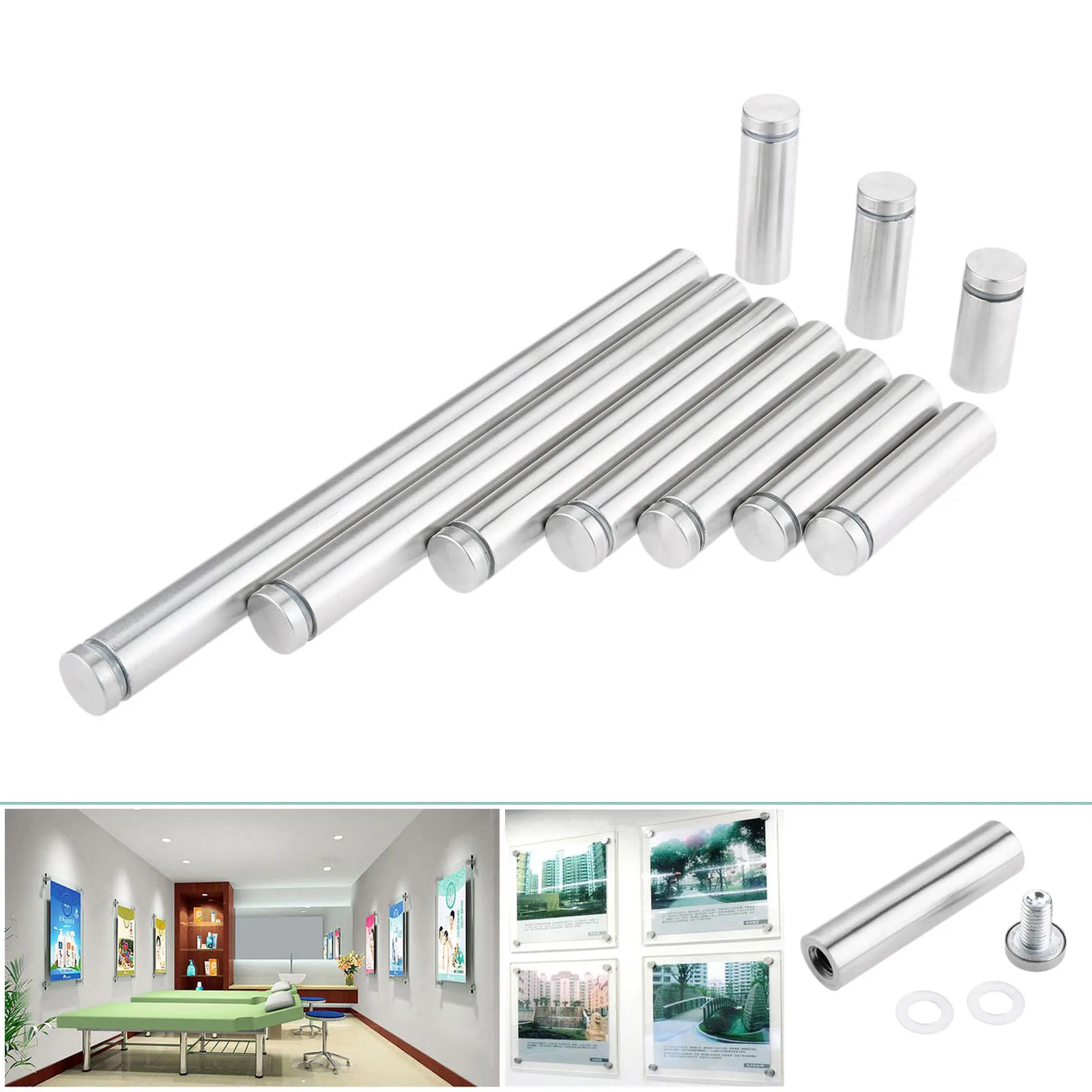 10Pcs/lot 19mm Stainless Steel Advertisement Standoffs Bolts Pin Nails Billboard Fixing Screws Hardware Glass Clamps Fasteners