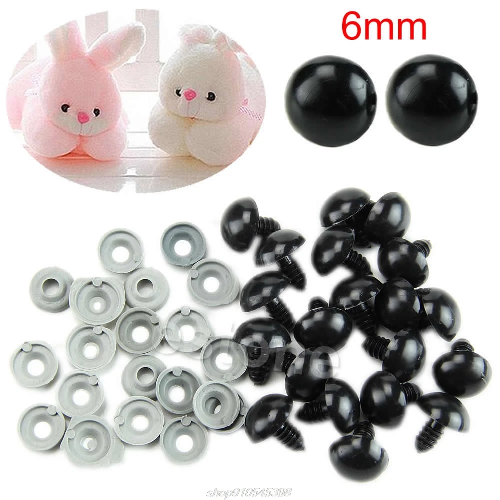 20pcs 6-20mm Black Plastic Safety Eyes For Teddy Bear/Dolls/Toy Animal/Felting  20 Dropshipping