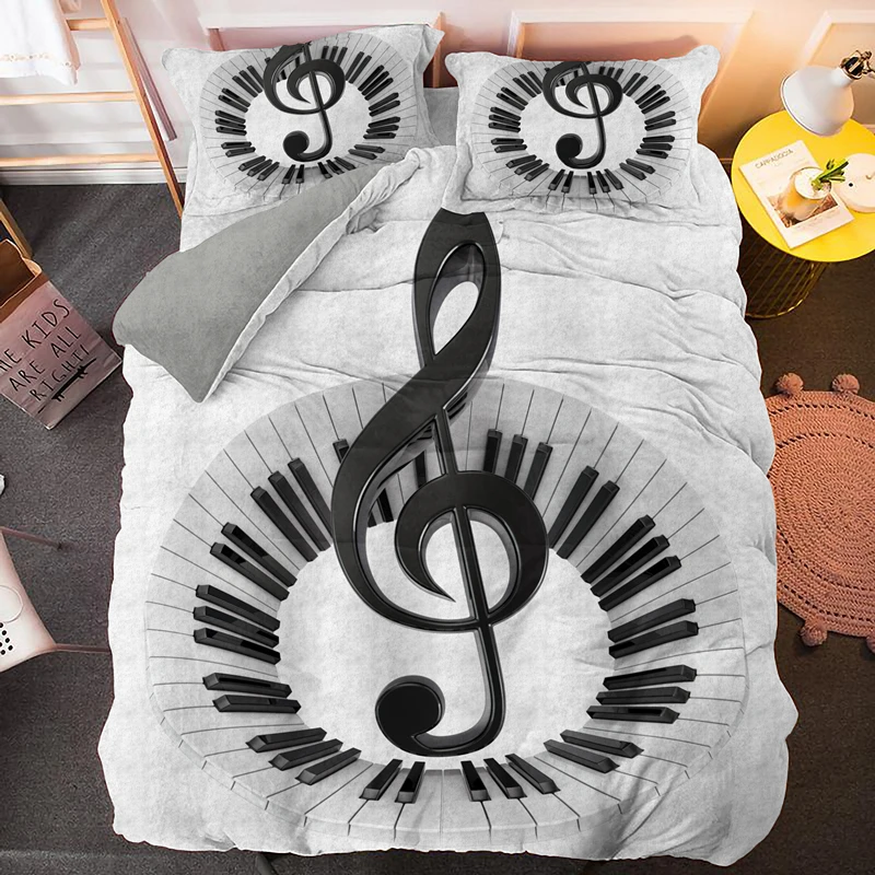 Piano Keyboard Bedding set 2/3pcs Musical Instrument Quilt Cover With Pillowcase Soft Microfiber Duvet Covers Drop Shipping