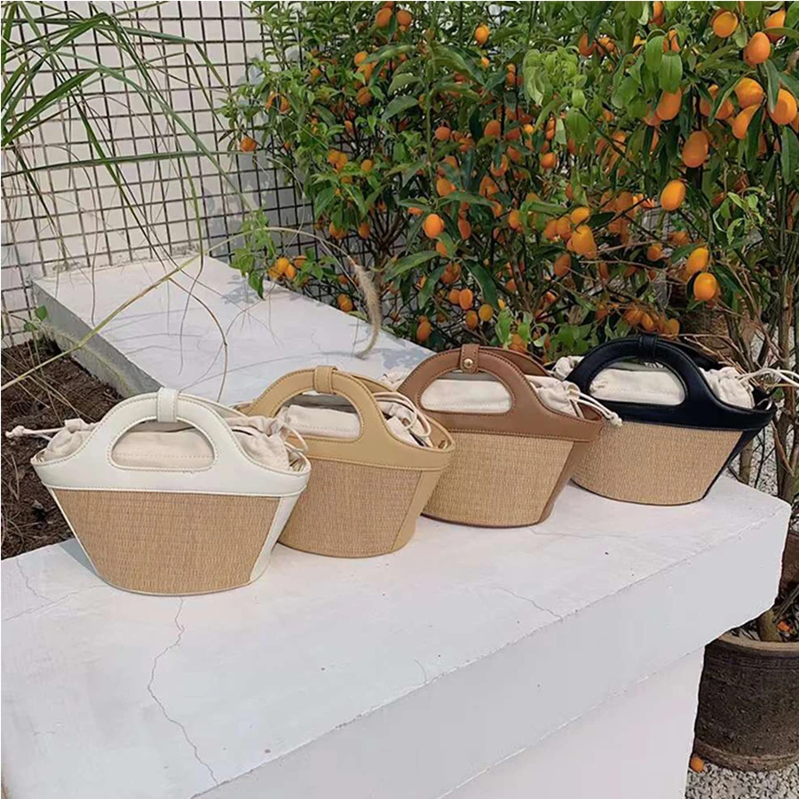 Straw Rattan Woven Women Handbags Designer Summer Beach Shoulder Bags Casual Basket Crossbody Bag Fashion Travel Purses 2021