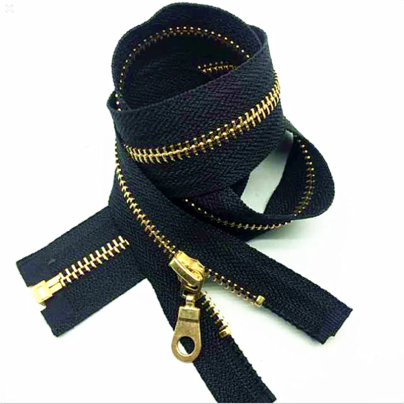 10pcs 5# 40/50/60/70/80cm black Jacket Style Brass Metal Separator Zipper On Black Nylon Coil Zipper