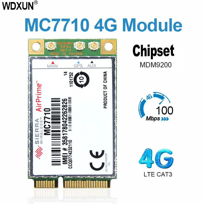 Estampa desbloqueada sierra wireless mc7710 4g lte/hspa + módulo 4g 3g segan mini pci-e card wcdma edge/gprs/lte 800/900/2100mhz