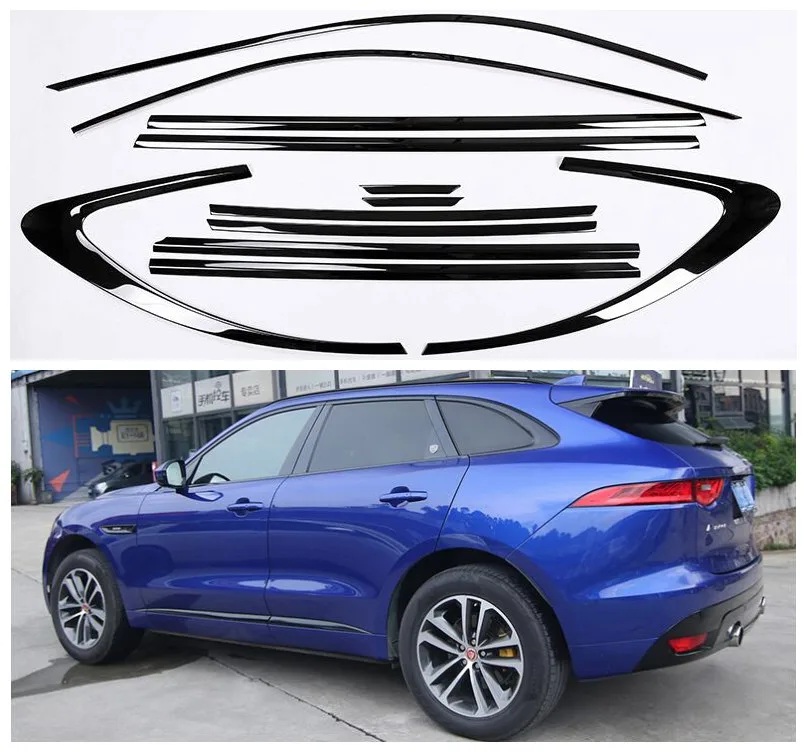 For JAGUAR F-PACE FPACE 2016 17 2018 2019 2020 Window Decoration Strip Trim Cover Molding Pillar Trim Strips Auto Window Strips