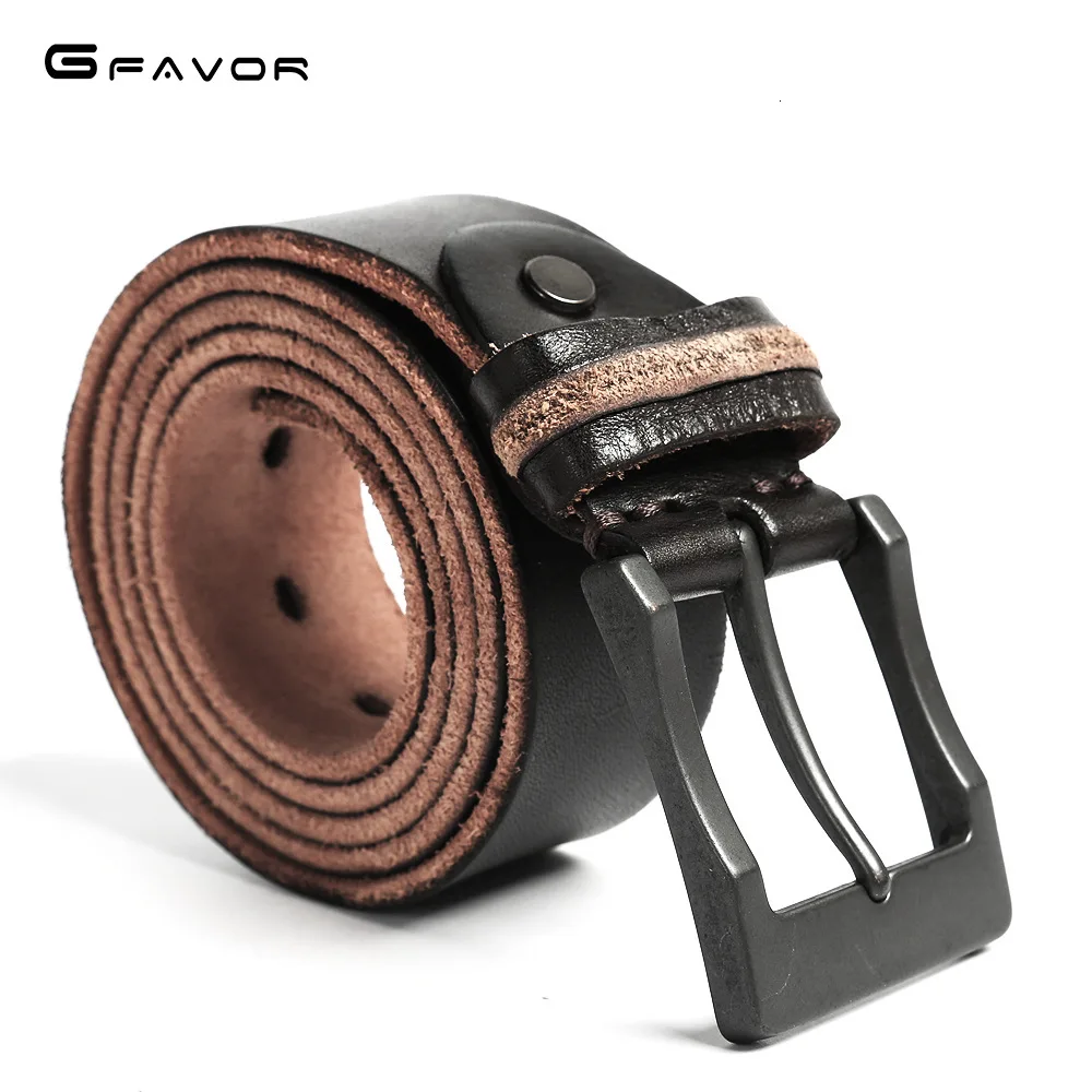 

Genuine Real Real Leather Men Vintage Belt Cowhide Pin Buckle Luxury Designer Male Waistband Vegetable Jeans Belts Tanned Skin