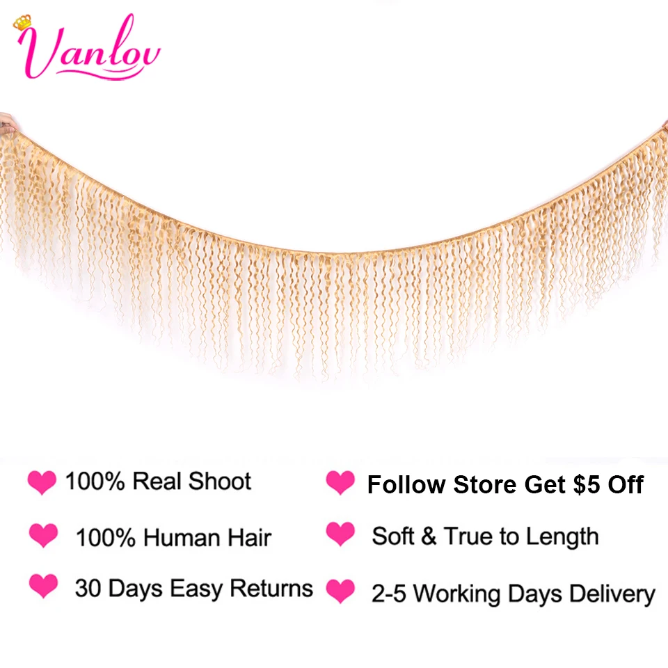 Vanlov Blonde Human Hair Bundles Water Wave 100% Human Hair Bundles Weave Brazilian Hair Weave Bundles 3pc/lot Remy Human Hair