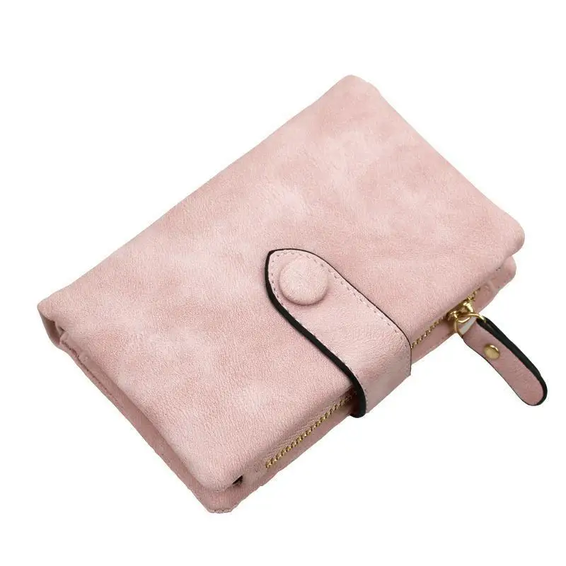 Soft Matte Pu Leather Women Wallet 2024 Wristlet Lady Purse Simple Casual Trifold Female Wallet Short Designer Purse Coin Pocket