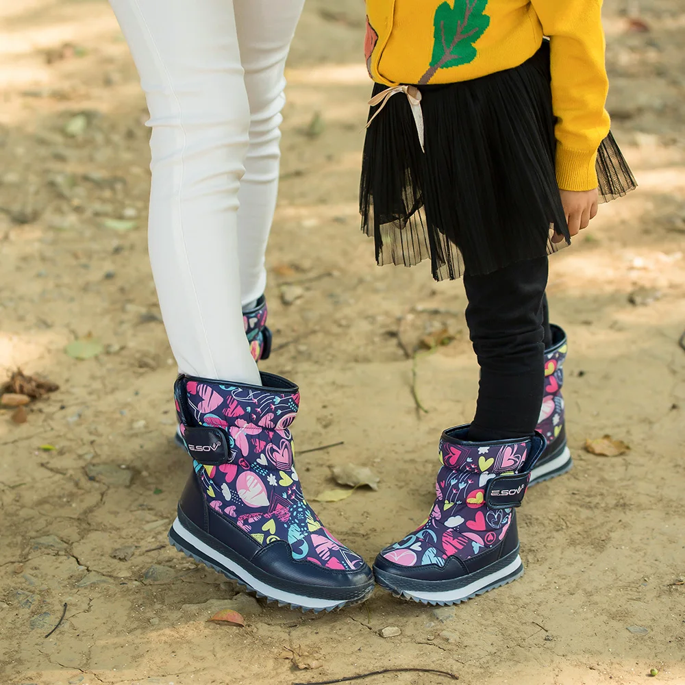 Winter children's shoes parent-child waterproof non-slip shoes warm in the tube boots snow boots girls cotton boots