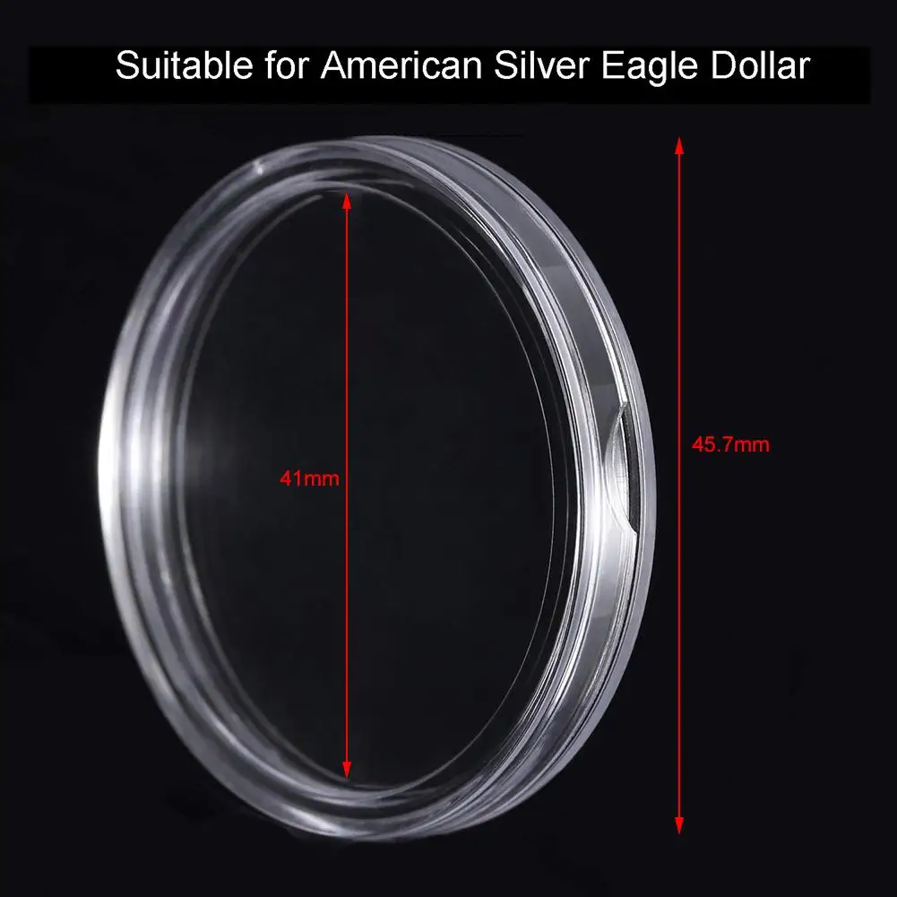 60 sztuk 40 mm Silver Eagles kapsułki w kształcie monet etui na monety etui na monety pojemnik do przechowywania z schowkiem organizator Box na