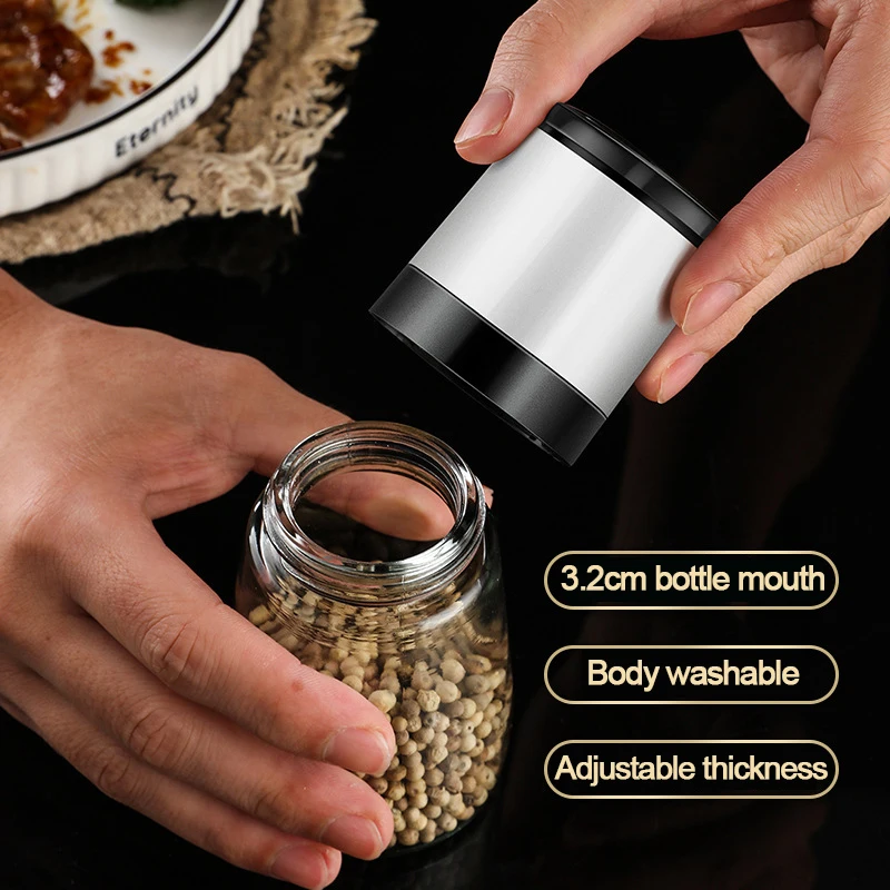 Konco Manual Salt Pepper Grinder Transparent Glass Herb Grinder Peppercorn Grinder Seasoning Bottle Kitchen Gadgets