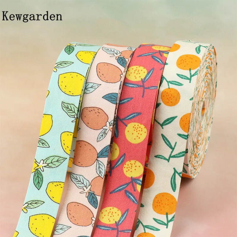 Kewgarden DIY Hair Bow Brooch Accessories Handmade Tape Print Fruit Layering Cloth Fabric Ribbon 40 25 10 mm 1