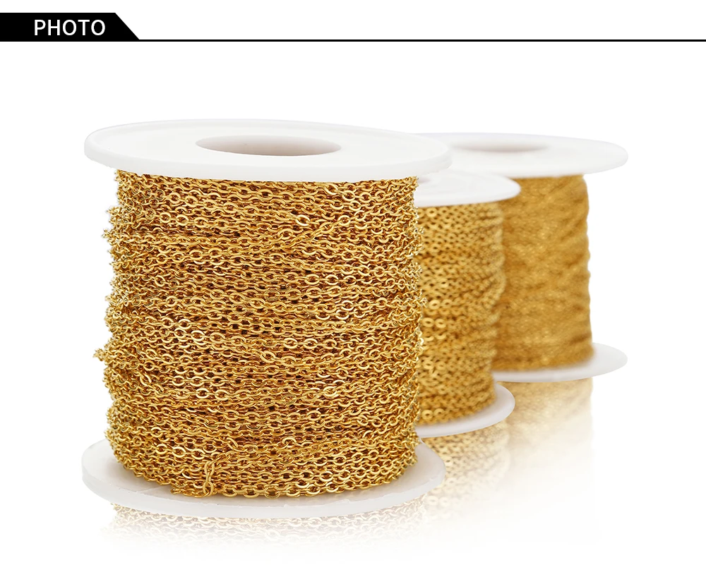10 Meter 1/1,5/2mm Gold Edelstahlkette Halskette DIY O-Form Kreuzketten für Armbänder Schmuckherstellungskomponenten – Detail 9