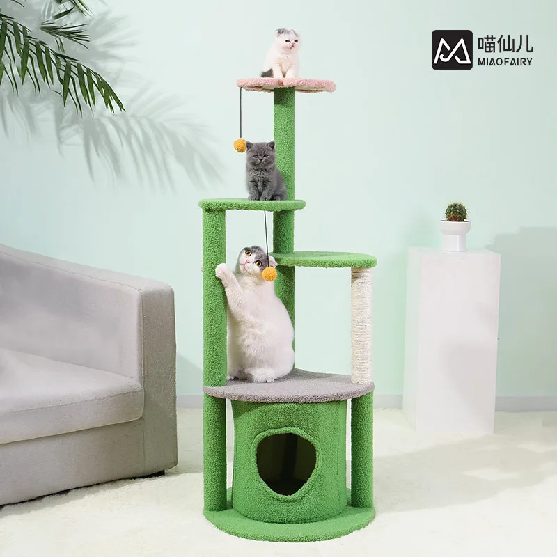 New cat climbing frame, cat litter, scratching post, large cat villa, sisal solid wood toy cat   Cat paradise