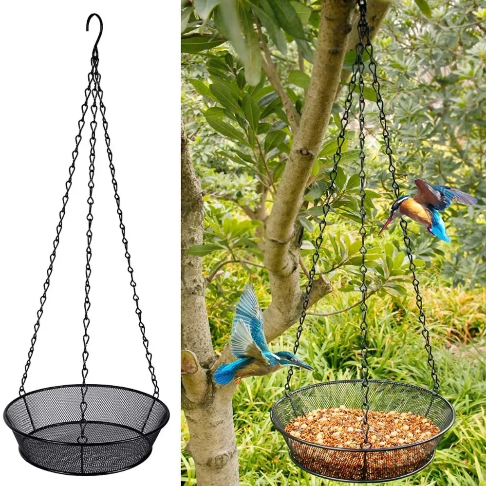 Hanging Metal Bird Feeder Outdoor Balcony Disc Hummingbird Feeder with Chain