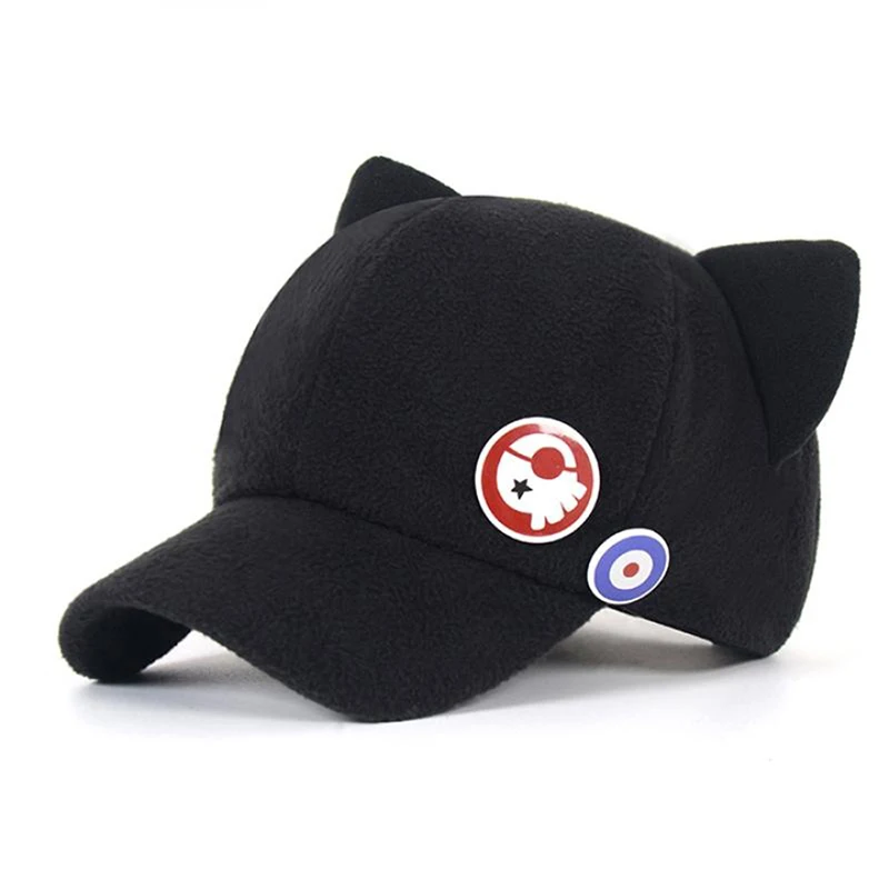 New Arrival Baseball Cap EVA Shikinami Asuka Rangure Cat Ear Polar Fleece Hat Anime Cosplay Peak Snapback Hip Hop Caps EP0142