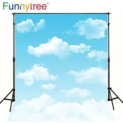 Funnytree Photography Backdrop cartoon blue sky white cloud newborn baby background props photozone photophone Photo studio