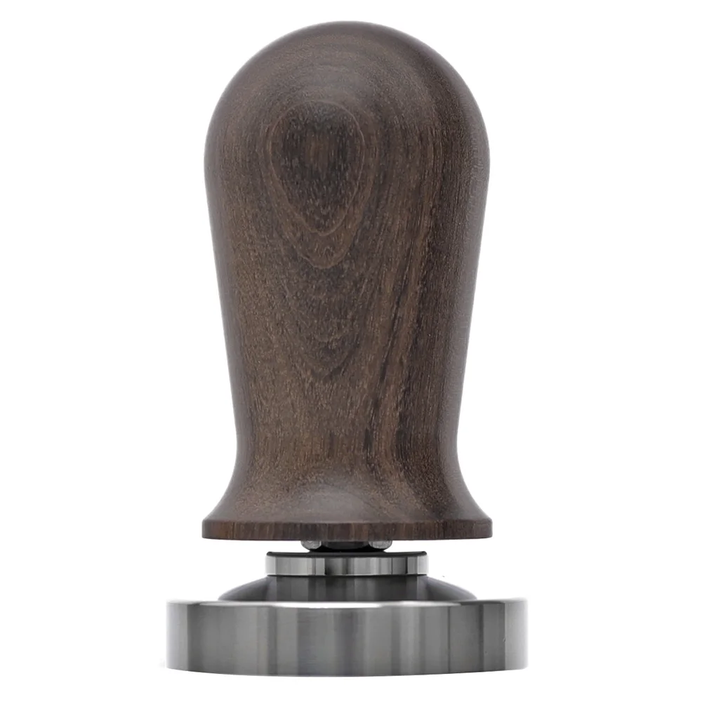 51/53/58mm Calibrated Espresso Tamper, Calibrated Coffee Tamper with Spring Loaded Wooden Handle Stainless Steel Flat Base