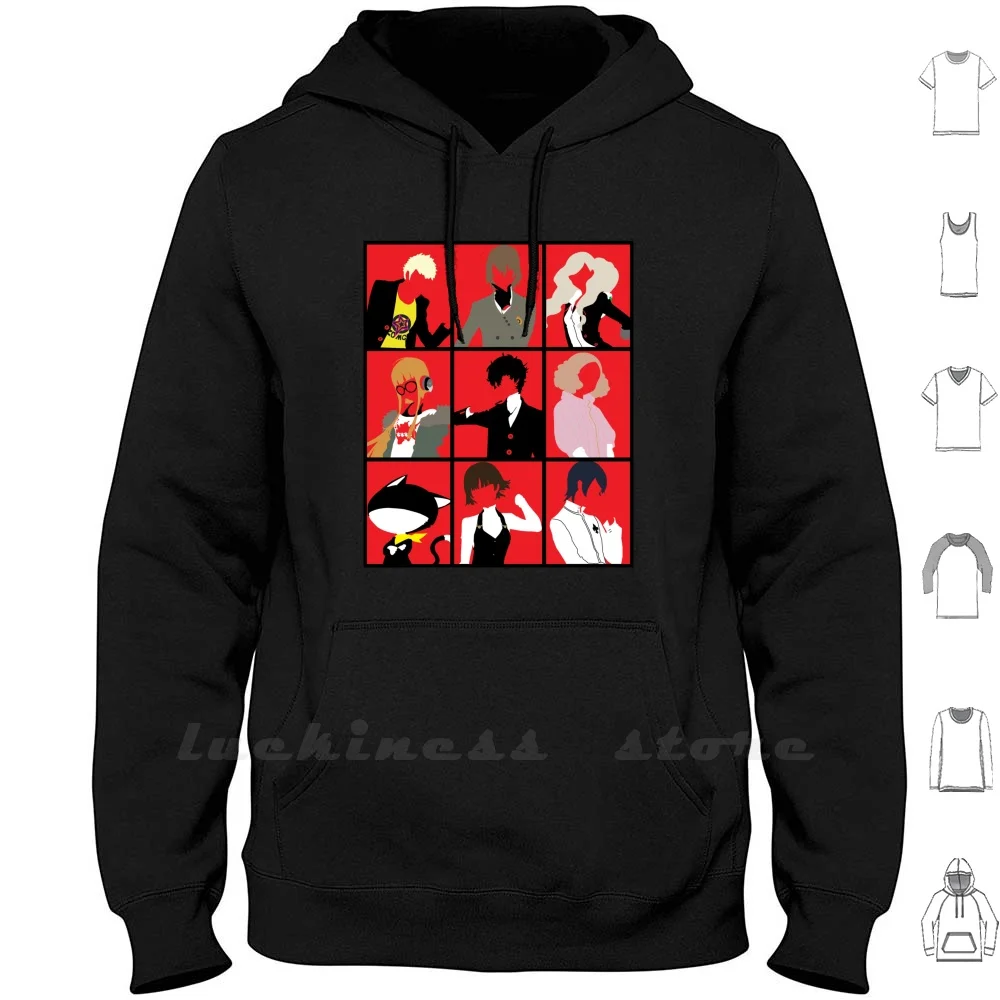 P5 Allout Hoodie Ringer Cotton Men Women Teenage Persona Persona 3 Persona 4 Persona 5 Igor Tarot Morgana Izanagi Gaming Video