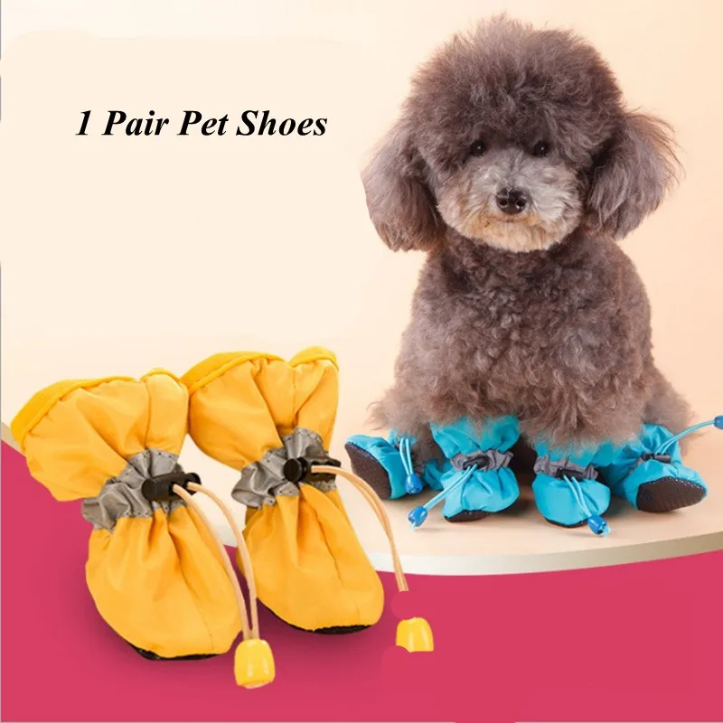 4Pcs Pet Dog Multicolor Shoes Waterproof Anti-slip Boots Cat Socks Super Soft Shoes For Dogs For Cats Pet Foot Cover Pet Product