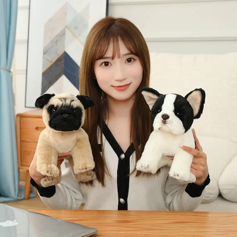 5 Styles New Simulation Pug Plush Toy Soft Stuffed Animal Puppy Dolls Real Life Dog Pet Toys Kids Xmas Birthday Gift