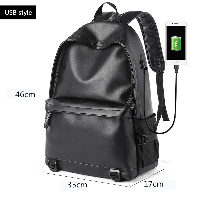 Imagem -04 - Mochila de Couro Anti-roubo Usb para Homens Mochila Preta Grande Mochila Bolsa de Viagem Macho Homens