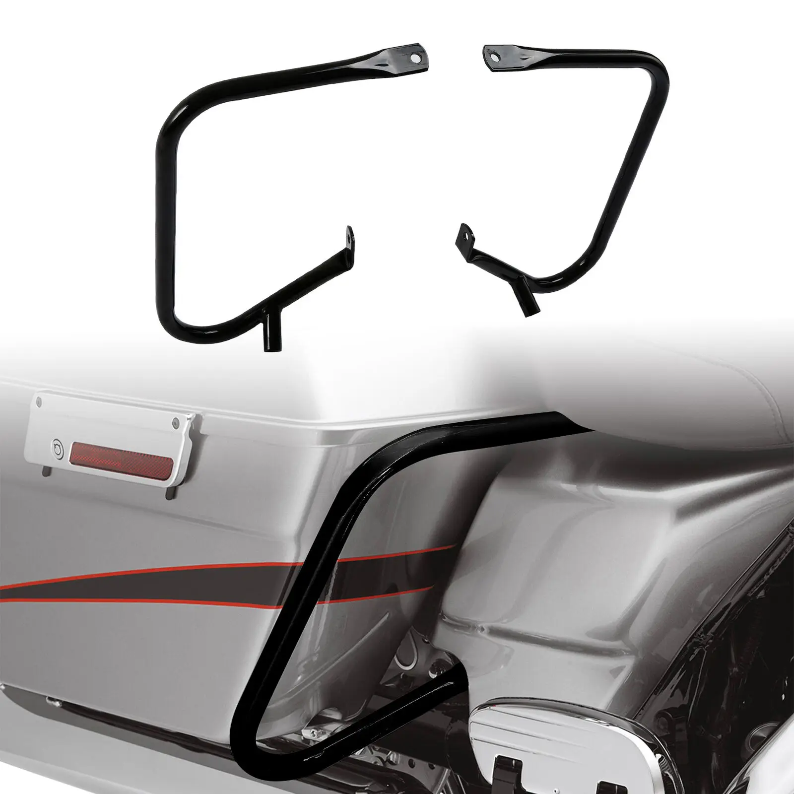 Motorcycle Saddlebag Guard Bars For Harley Touring Road King Street Electra Glide FLHT FLHR FLTR 1997-2013