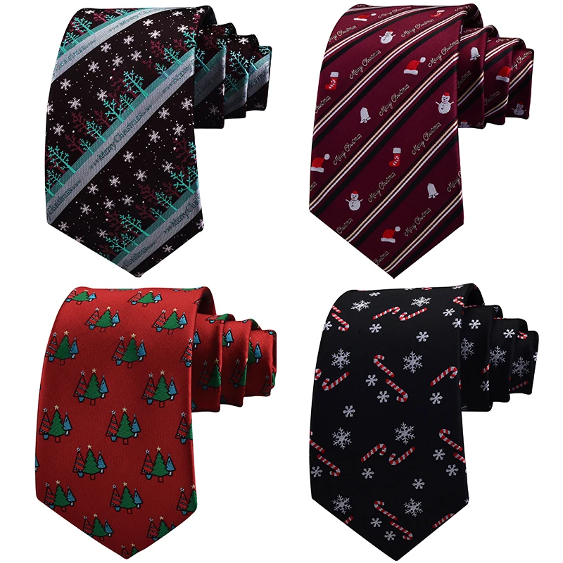 Christmas Ties for Men Silk Ties Classic Neck Tie for Festival Gift Men's Fashion Novelty Necktie 8cm Red Green Tree Snowflake