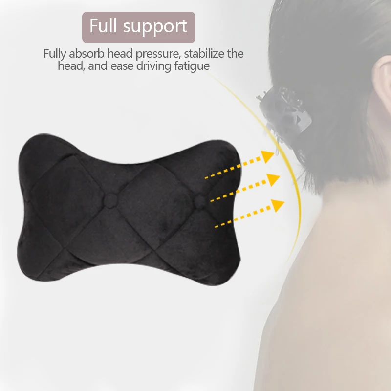 SEAMETAL Car Neck Pillow Cotton Seat Headrest Universal Car Neckrest Support Breathable Fabric Cover Relieve Soreness for Travel