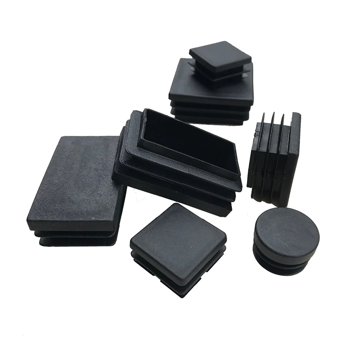 10/20 Pz PE Plastica Blanking End Nero Quadrato Rettangolo Tubo D'acciaio Inserto Spina Tappo Mobili Sedia Tavolo Gamba protezione 15-100mm