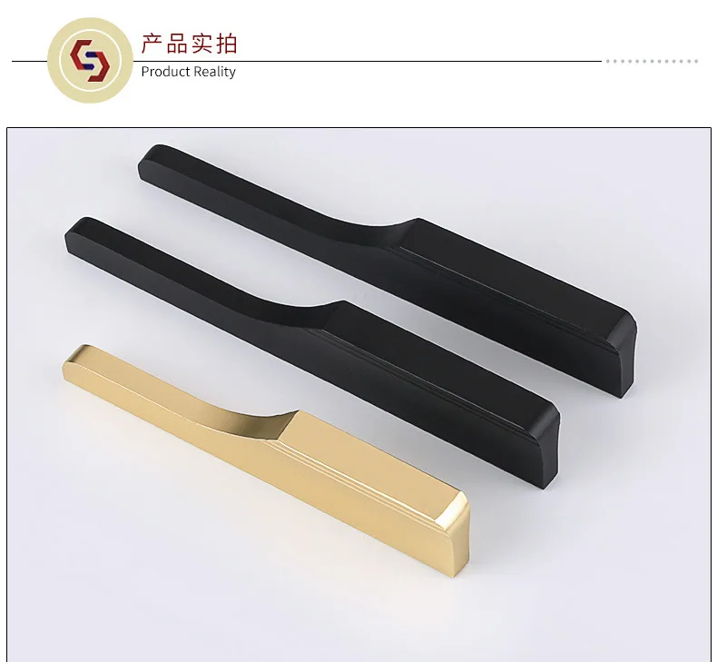 

Modern minimalist furniture hardware shoe cabinet door handle American black cabinet wardrobe handle