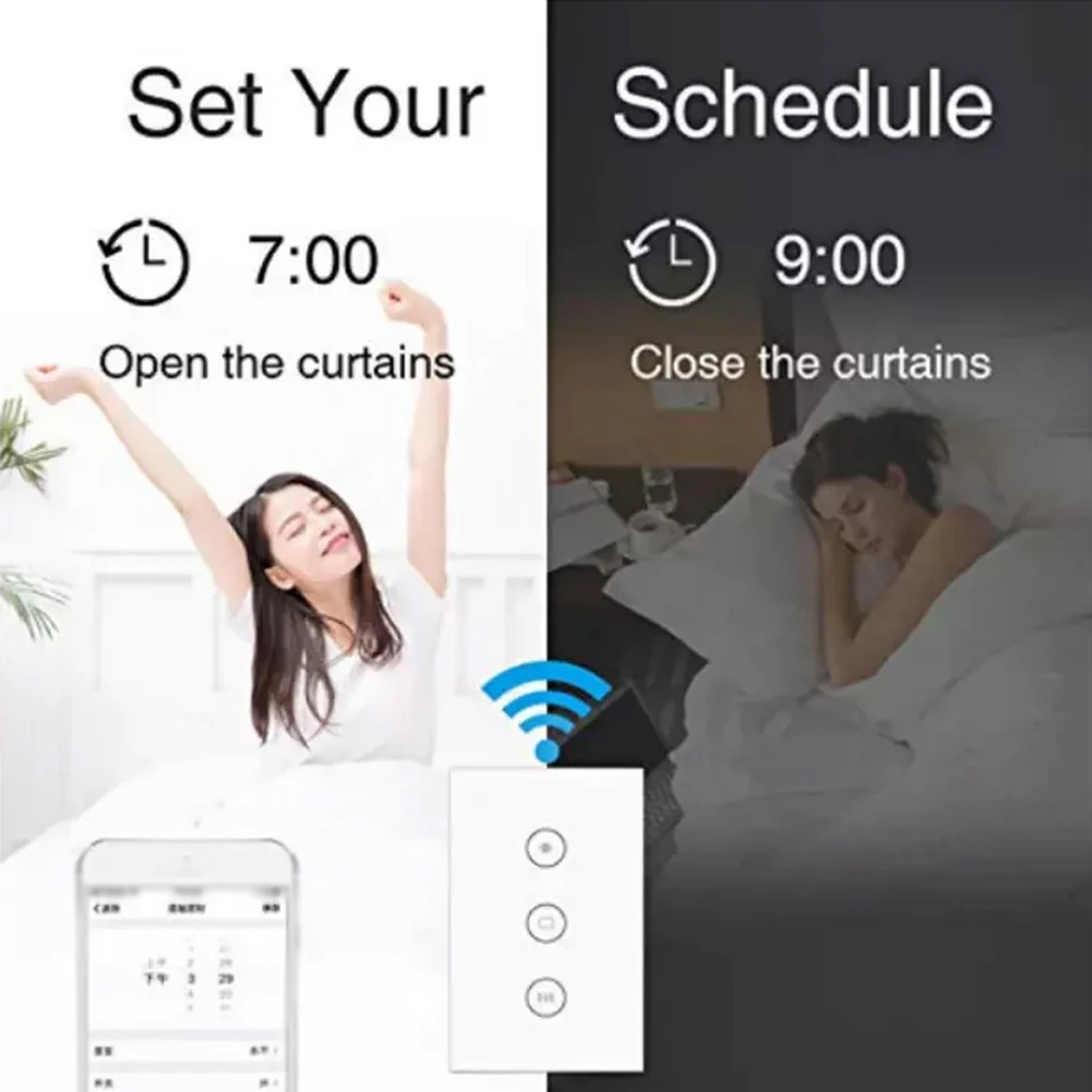 QS-WIFI-CP03 Tuya WiFi Curtain Module Device Sharing Timing APP Remotes Control Compatible with Alexa Google Home Voice Control