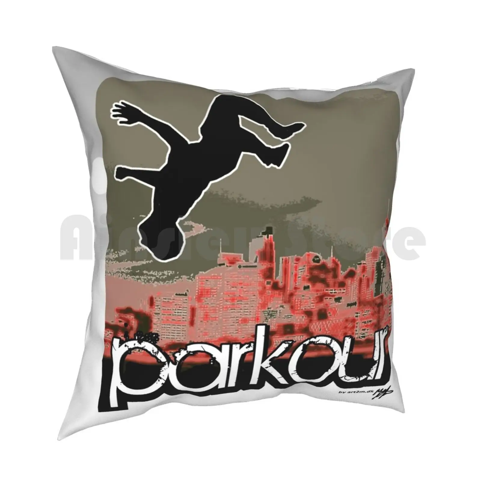 Parkour * _ Red2 Pillow Case Printed Home Soft Throw Pillow Parkour Cool Fashion