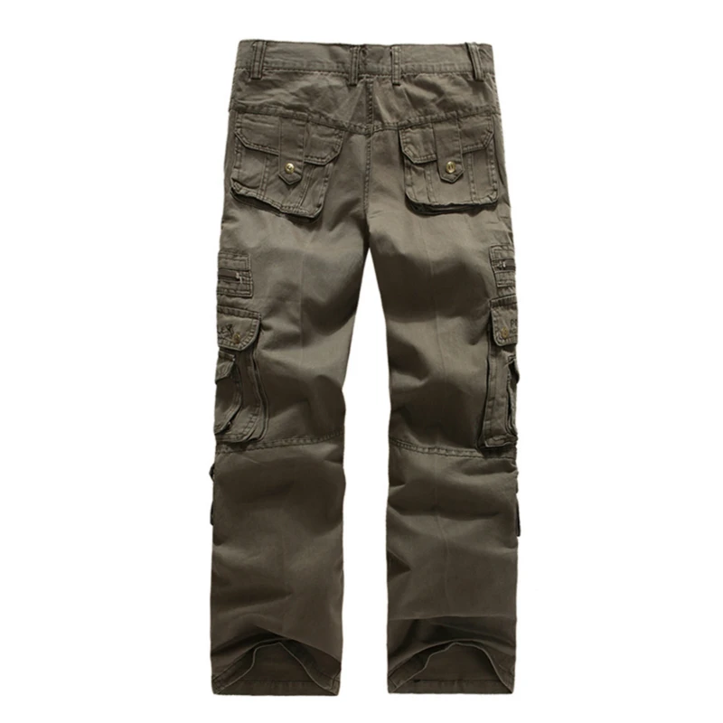 Men\'s Cargo Pants Multi Pocket Overalls Casual Pants Tactical Commandos Styles Loose Full Length Male Casual Trousers Plus Size