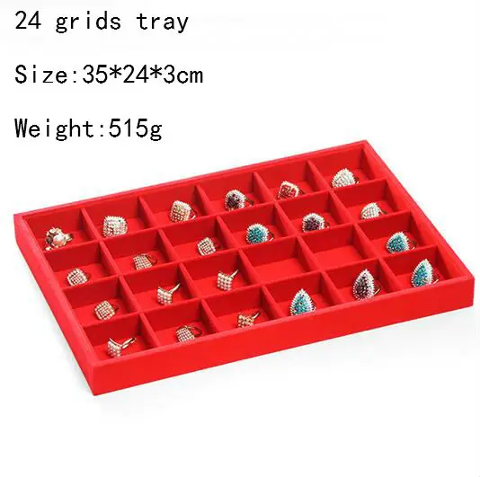 Fashion Hot Sale Red Velvet Jewelry Tray Jewellery Display Box Necklace Earring Pendant Stud Organizer Other Accessories Show