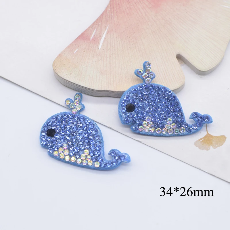 12Pcs Sea Starfish Octopus Whale Turtle Crab Hippocampus Rhinestone Patches for DIY Clothes Hat Headwear Hair Clips Bow Decor