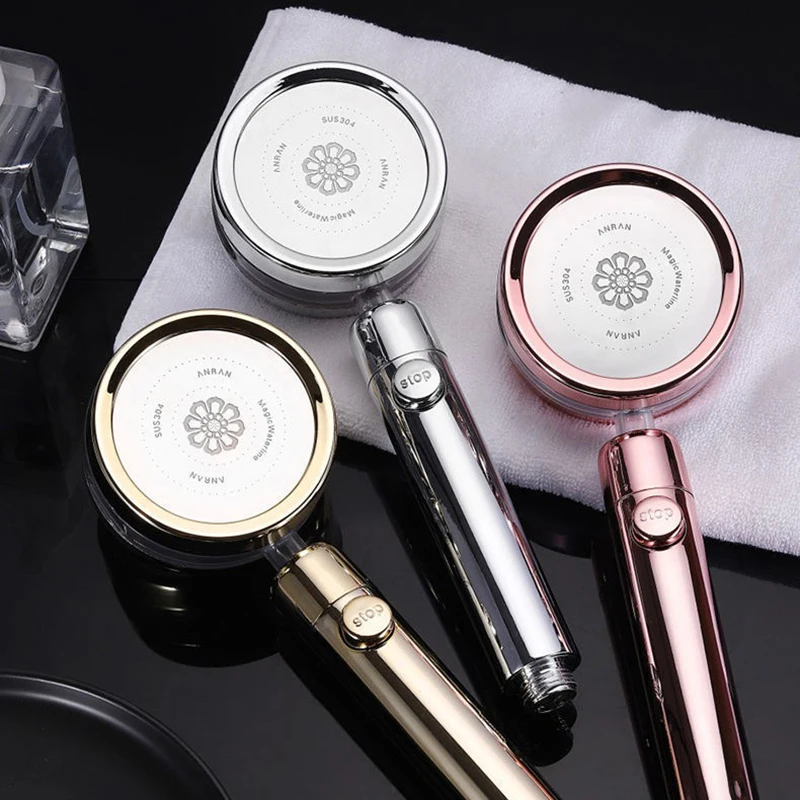 Adjustable 360 Degrees Rotating  Hand Shower Head  Double-Sided Turbocharged Shower Head Shaking Head With Switch On/Off Button