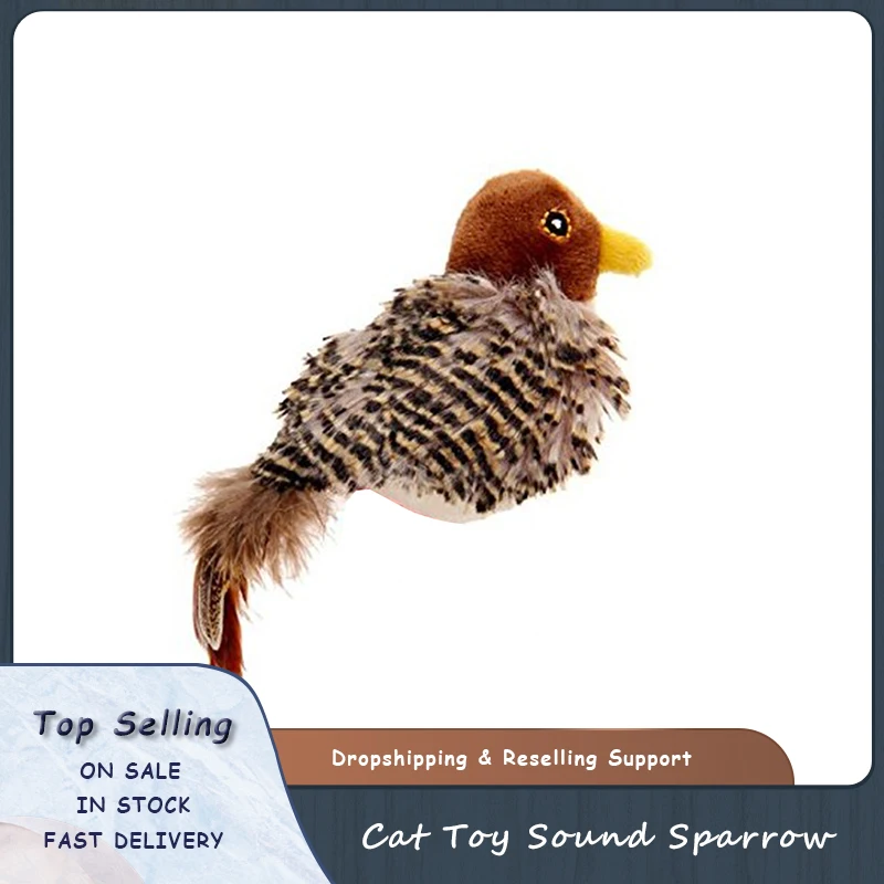 Cat Toy Sparrow Shaped Bird Simulation Sound Oft Stuffed Toy Pet Interactive Sounding Plush Doll Pet Supplies