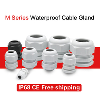 10Pcs Waterproof Cable Gland M8 M12 M16 M20 M25 M32 M40 Gray Plastic Seal Joint M40 M50 M63 Nylon IP68 White Cable Fixing Joint