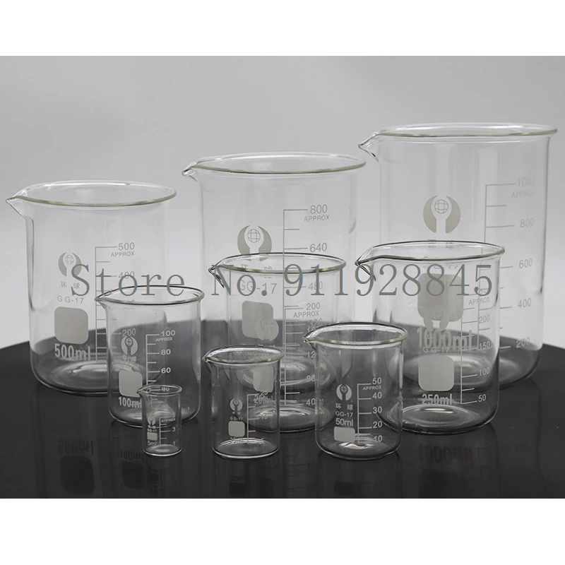 5ml-300ml Lab Borosilicate Glass Beaker High Temperature Resistance Scaled Measuring Cup Laboratory Equipment