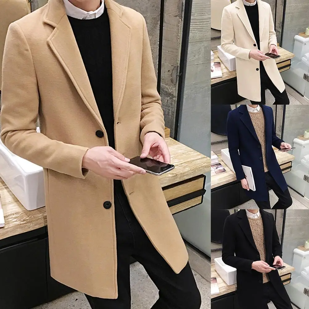 

Male jacket Men's Fashion Boutique Solid Color Business Casual Woolen Coats / Male High-end Slim Jackets Men's coat 2021