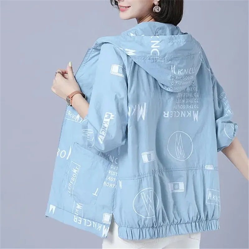 2022 New Summer Fashion Women Jacket cappotto sottile con cappuccio giacca a vento protezione solare cappotto con cerniera giacca capispalla Casual