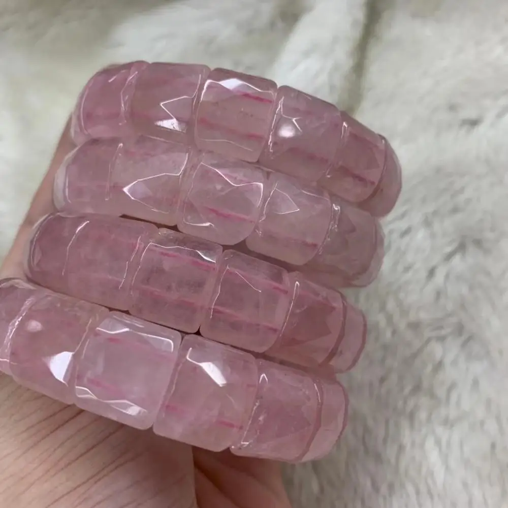 rose quartz stone beads bracelet natural gemstone jewelry bangle for woman for gift wholesale !