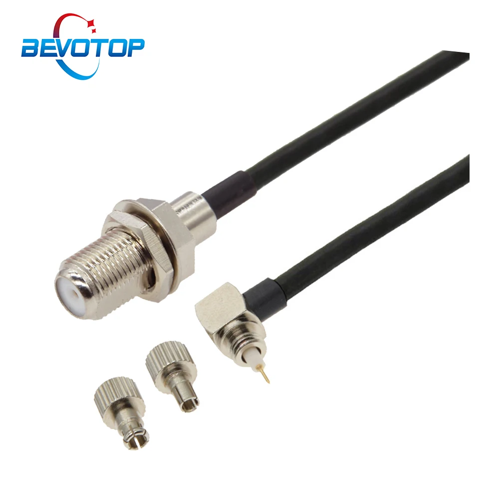 2pcs F Female to CRC9 &TS9 Male Right Angle Plug RG174 Pigtail RF Coaxial Cable Huawei 3G 4G Antenna Extension Cable Jumper Cord