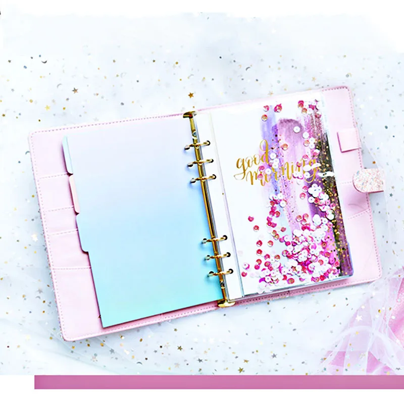 LOVEDOKI A6/A7 Glitter Confetti Shaker Card Spiral Journal Decoration Planner Dividers Diary Notebook Index Separator cards