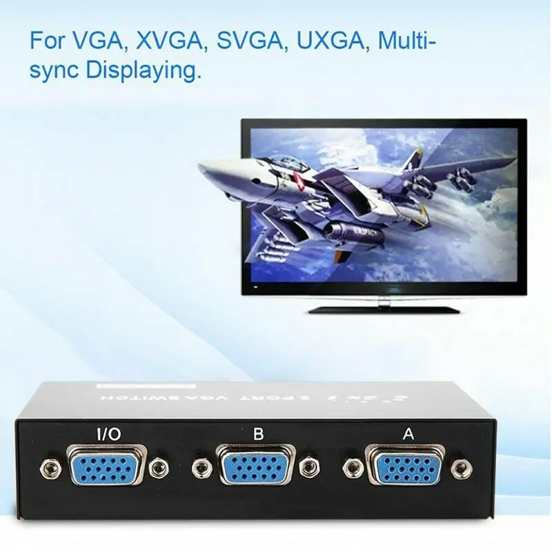 2 in 1 VGA Switcher Splitterสนับสนุนการชาร์จไฟและการซิงโครไนซ์ข้อมูลVGA Monitor Switch VGA Splitter
