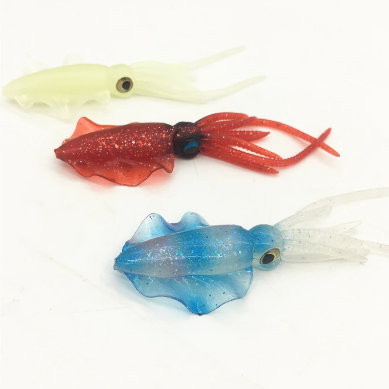 130mm Fishing Tuna Lure Octopus Squid Skirt Fishing Soft Lure Rig Luminous Squid Jig Sea Fishing Wobbler Bait Jig head hook