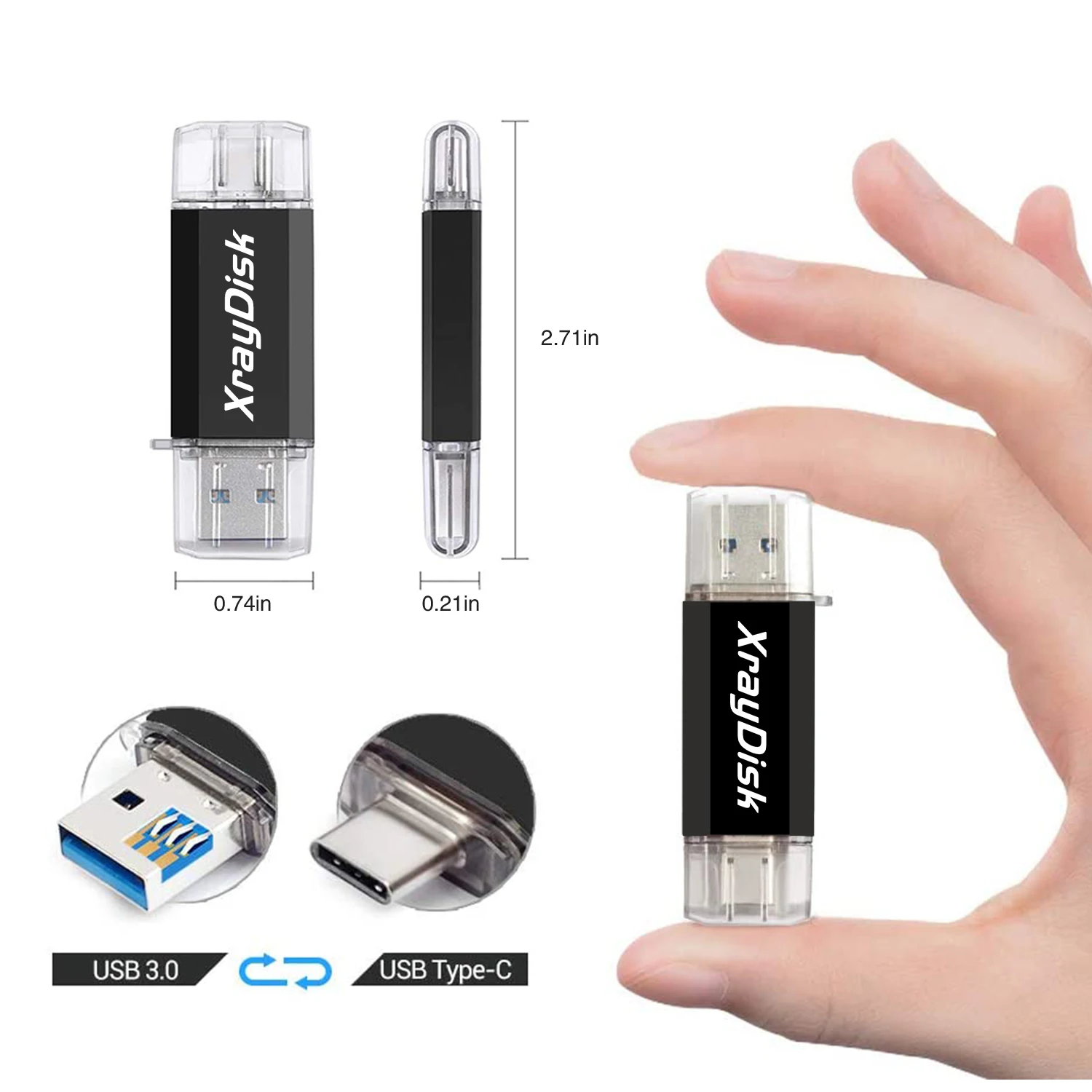 Xraydisk-unidad Flash Usb tipo C, pendrive con almacenamiento externo de datos, 32GB, 64GB, 128GB, 256GB, 2 en 1, Otg, USB 3,0