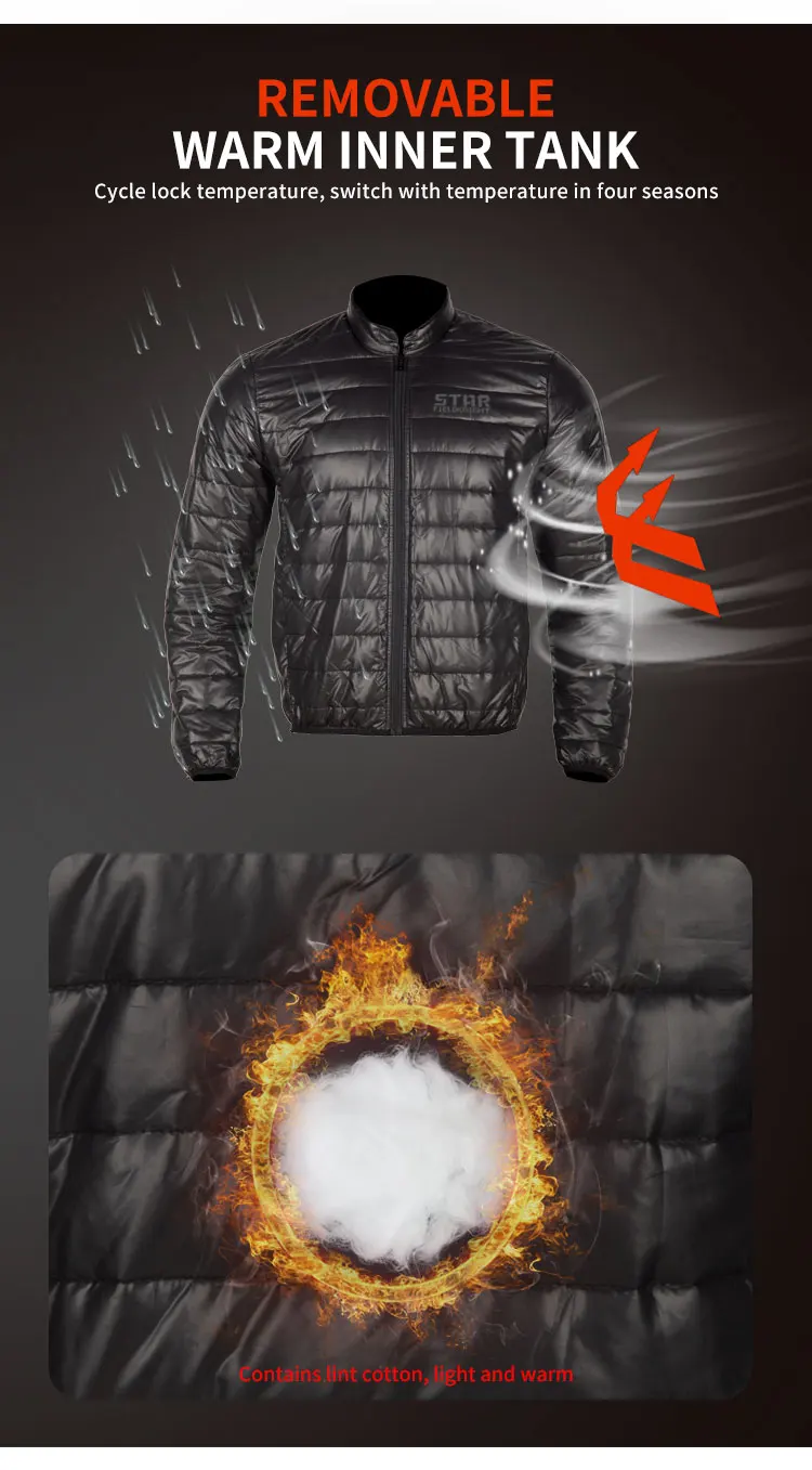 SFK New Motorcycle Jacket Clothes Suit Winter Warm CE protector Liner Detachable Orange Black Gray Waterproof Windproof