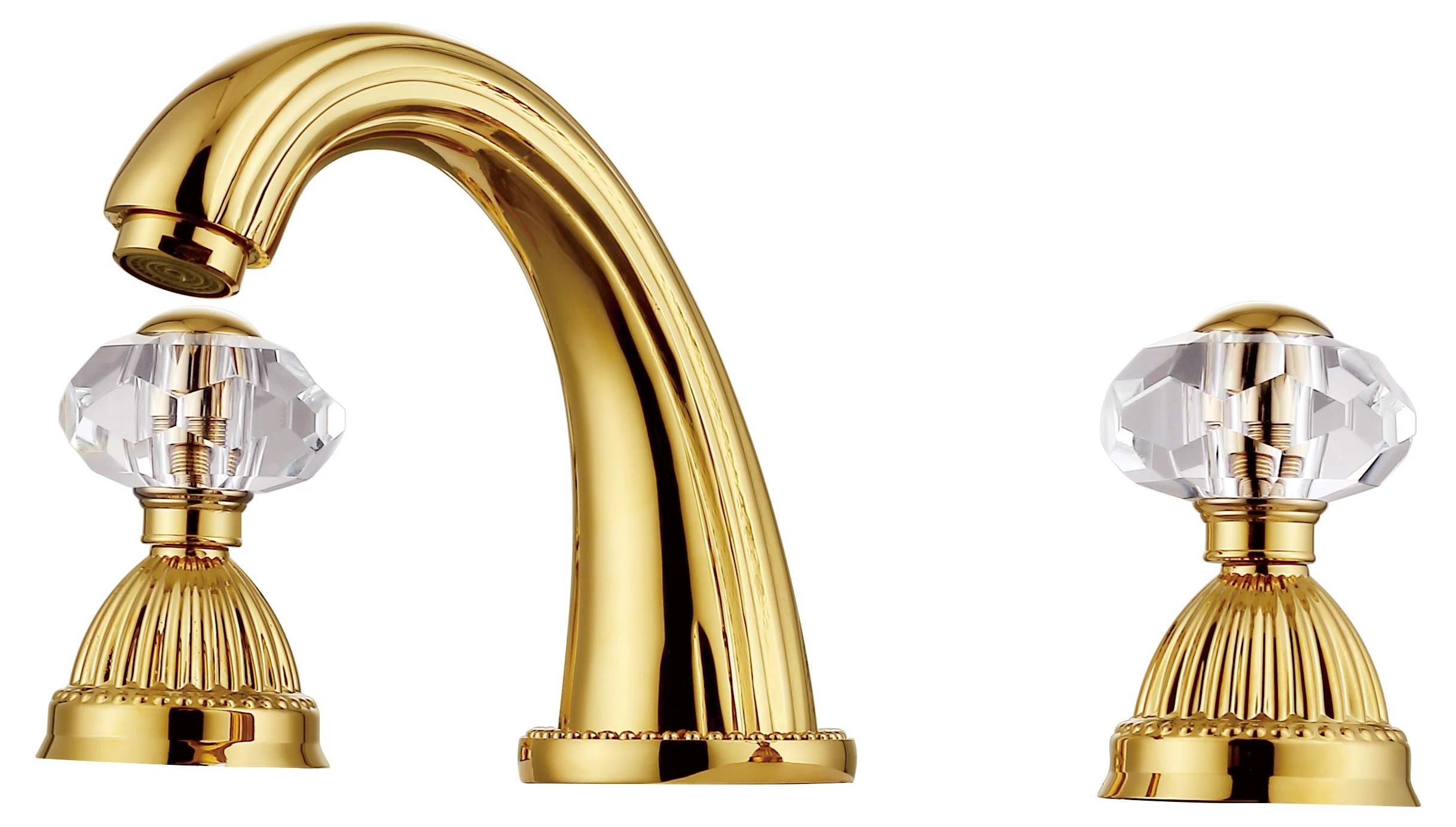 Free ship Gold PVD color 8 inch widespread bathroom Lavatory Sink faucet Crystal handles mixer tap